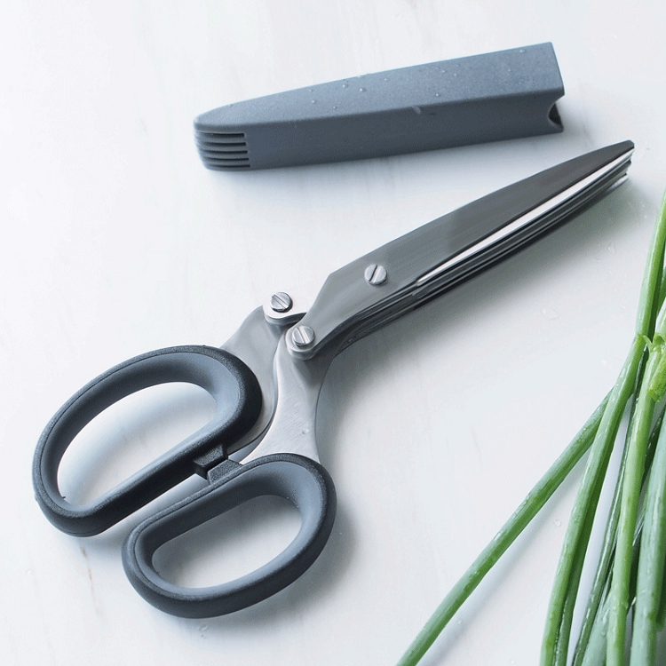 Five layers of stainless steel household kitchen scallions spices, chopped green onion cut cut shredding scissors cut baby safe side dish